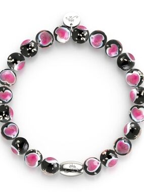 NOGU Black x Pink .925 Sterling Silver Firefly Glass Love Bracelet